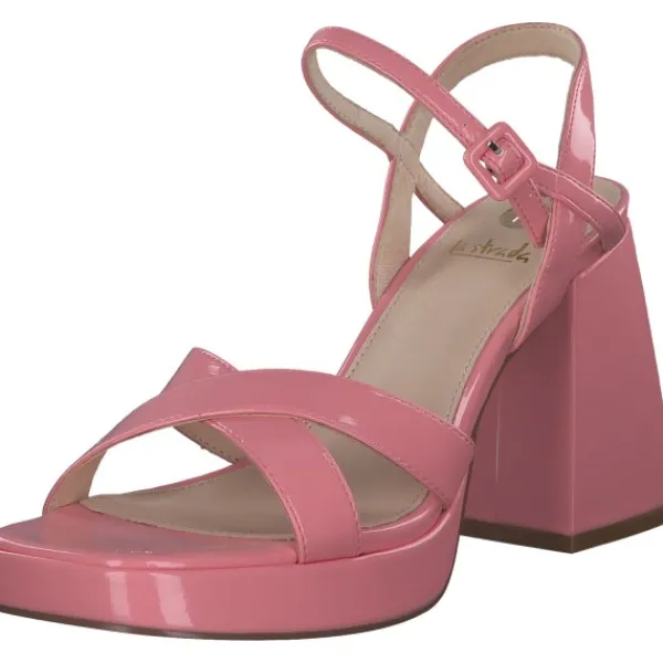 Damen La Strada Sandaletten<2201027, Plateau-Sandaletten, Damen, coral wrinkle patent