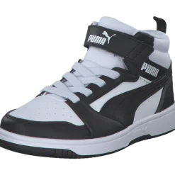 Kinder Puma Stiefel<393832/001 Rebound V6 Mid AC+PS, Stiefel, Kinder, white- black-shadow