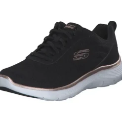 Damen Skechers Klassische- & Business Schuhe<150206, Schnürschuhe, Damen, Black mesh / rose gold