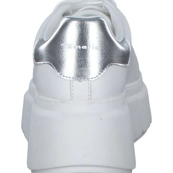 Damen Tamaris Klassische- & Business Schuhe<23743, Schnürschuhe, Damen, WHITE/SILVER